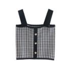 Gingham Cropped Knit Camisole As Shown In Figure - One Size