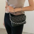 Two-way Quilted Shoulder Bag Black - One Size