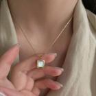 Square Cat Eye Stone Pendant Alloy Necklace Gold - One Size