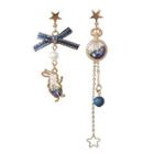 Non-matching Alloy Rabbit & Star Dangle Earring 1 Pair - Blue - One Size