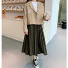 Single Button Blazer / Pleated Midi Skirt
