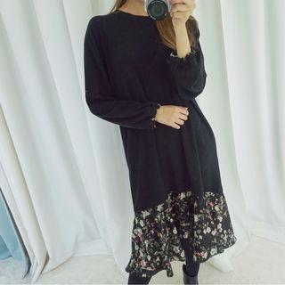 Floral Ruffle-hem Midi Dress