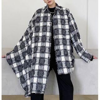 Plaid Asymmetrical Plaid Jacket Print - One Size