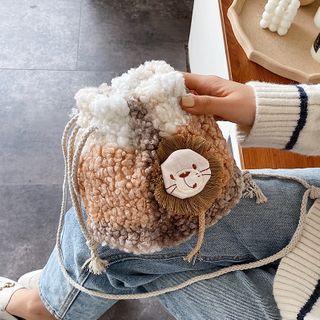 Color Block Fleece Bucket Bag