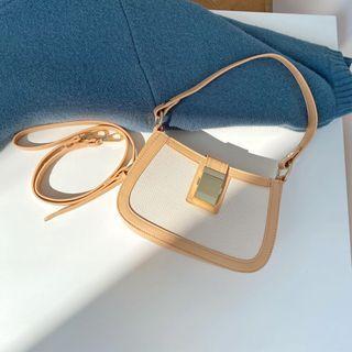 Faux-leather Trim Flap Cross Bag