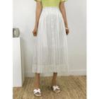 Buttoned Stripe Long Flare Skirt