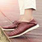 Genuine Leather Perforated Oxford Shoes