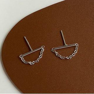 Alloy Bar & Chain Earring 1 Pair - Stud Earrings - Silver - One Size
