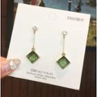 Resin Square Dangle Earring Green - One Size