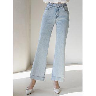 Stitched Washed Boot-cut Jeans