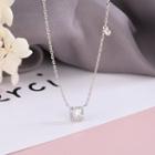 925 Sterling Silver Rhinestone Pendant Necklace Ns328 - One Size