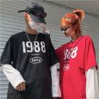 Long-sleeve Print Mock Two-piece T-shirt