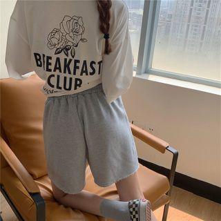 Short-sleeve Floral Print Back T-shirt / Shorts