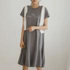 Ruffle-hem Letter Print T-shirt Dress
