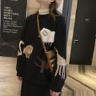 Animal-embroidered Loose-fit Sweater Black - One Size
