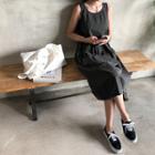 Washed Cotton Midi Tank Dress Charcoal Gray - One Size