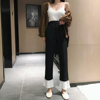 Ruffle-trim Wide-leg Pants