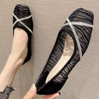 Mesh Square-toe Flats
