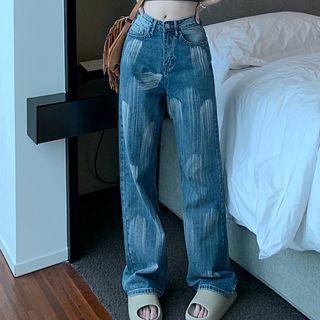 High-waist Dyed Wide-leg Jeans