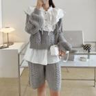 Mock Two-piece Ruffled Sweater / Knit Shorts