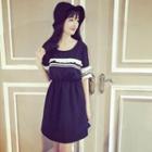 Short-sleeve Lace Trim A-line Mini Dress