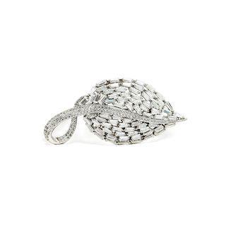 Fashion Bright Leaf Brooch With Cubic Zirconia Silver - One Size