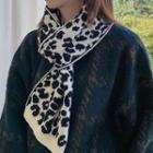 Leopard Print Knit Scarf White - One Size