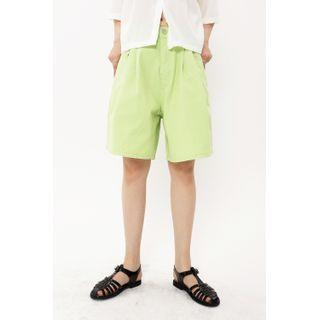 Colored Pleated Wide-leg Shorts