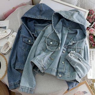 Denim Hooded Long-sleeve Jacket