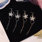 925 Sterling Silver Flower Dangle Earring 1 Pair - E423 - Gold - One Size