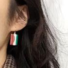 925 Sterling Silver Color Panel Rectangle Dangle Earring E200 - Gold - One Size