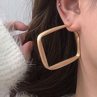 Square Alloy Earring 1 Pair - Silver Steel - Gold - One Size
