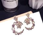 Non-matching Rhinestone Moon Drop Earring 1 Pair - Gold - One Size