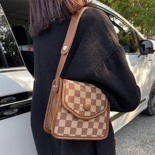 Checkerboard Flap Shoulder Bag