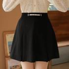 Inset Short Faux-pearl Pleated Miniskirt