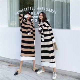 Mock Two-piece Midi Striped Sweater Dress