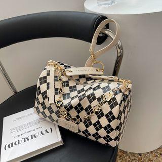 Argyle Print Chained Crossbody Bag