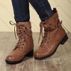 Belted Lace-up Short Boots