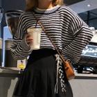 Striped Sweater / Lace-up A-line Skirt