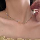 Plain Necklace Green & Blue & Tangerine - One Size
