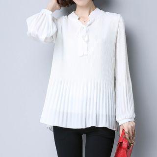 Accordion Long-sleeve Chiffon Top