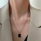 Rectangle Pendant Alloy Necklace Mk363 - Black - One Size