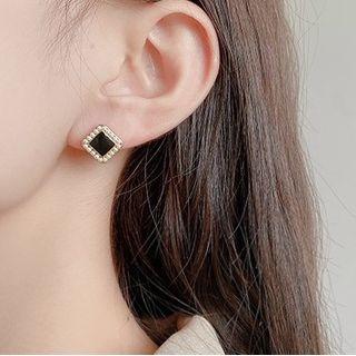 Square Faux Pearl Alloy Earring 1 Pair - Gold - One Size