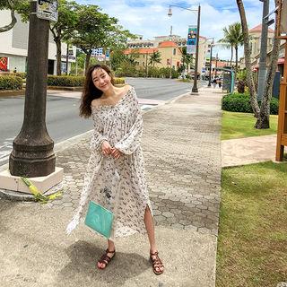 Smocked Floral Loose-fit Maxi Shirtdress