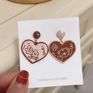 Bear Flower Heart Dangle Earring