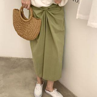 Twist-front A-line Midi Skirt