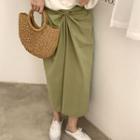 Twist-front A-line Midi Skirt