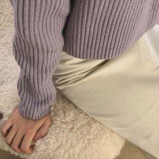 Ribbed Woolen Crop Sweater