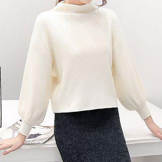 Set : Mock-neck Knit Top + Skirt