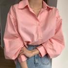 Puff-sleeve Shirt Pink - One Size